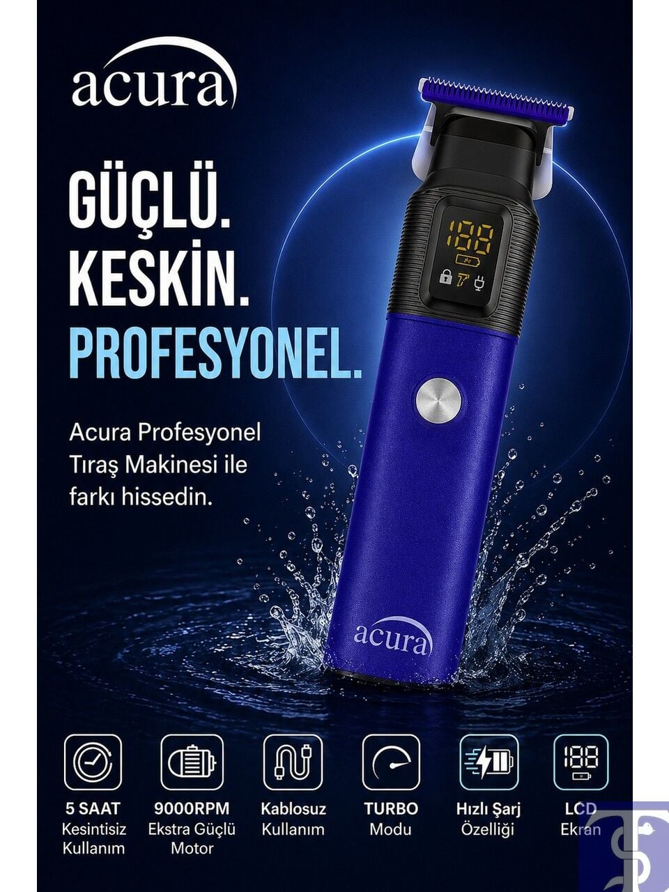 Ac-77 Titanyum Seramik Bıçaklı Profesyonel Sakal Ense Tıraş Makinesi