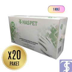 Haspet Pudrasız Non-Steril Lateks Muayene Eldiveni M Beden – 20 Paket