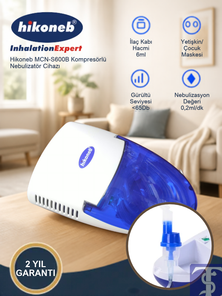 Hikoneb MCN-S600B Kompresörlü Nebulizatör Cihazı