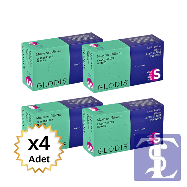 Glodis Nonsteril Latex Pudralı Muayene Eldiveni S (4 Adet)