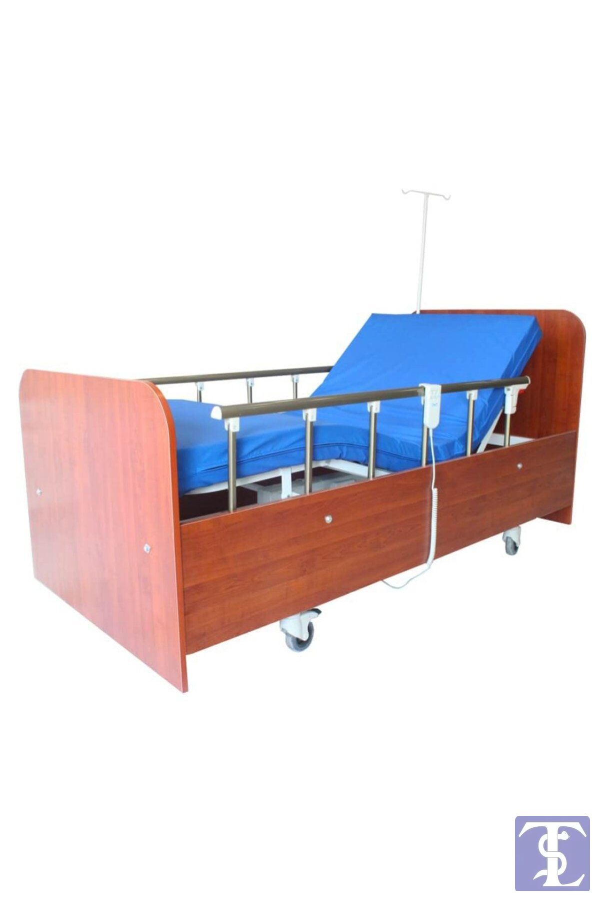 2 Motorlu Ahşap Ev Tipi Hasta Karyolası + 4 Parça Yatak
