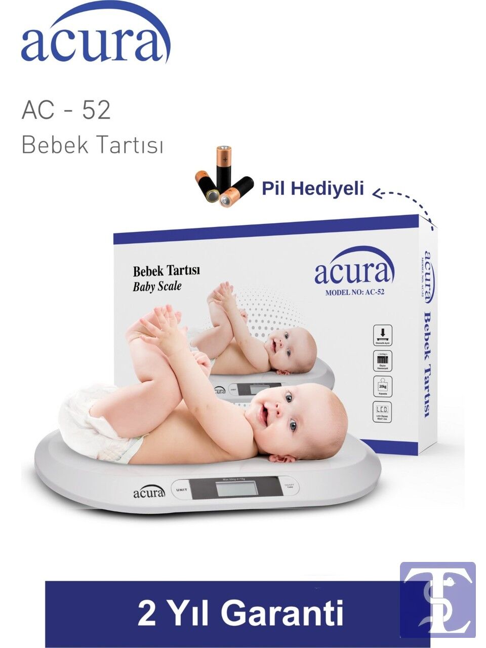 Acura Ac-52 CE Sertifikalı 20KG Kapasiteli Dijital Bebek Tartısı