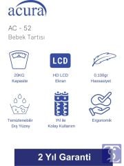 Acura Ac-52 CE Sertifikalı 20KG Kapasiteli Dijital Bebek Tartısı
