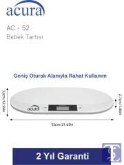 Acura Ac-52 CE Sertifikalı 20KG Kapasiteli Dijital Bebek Tartısı