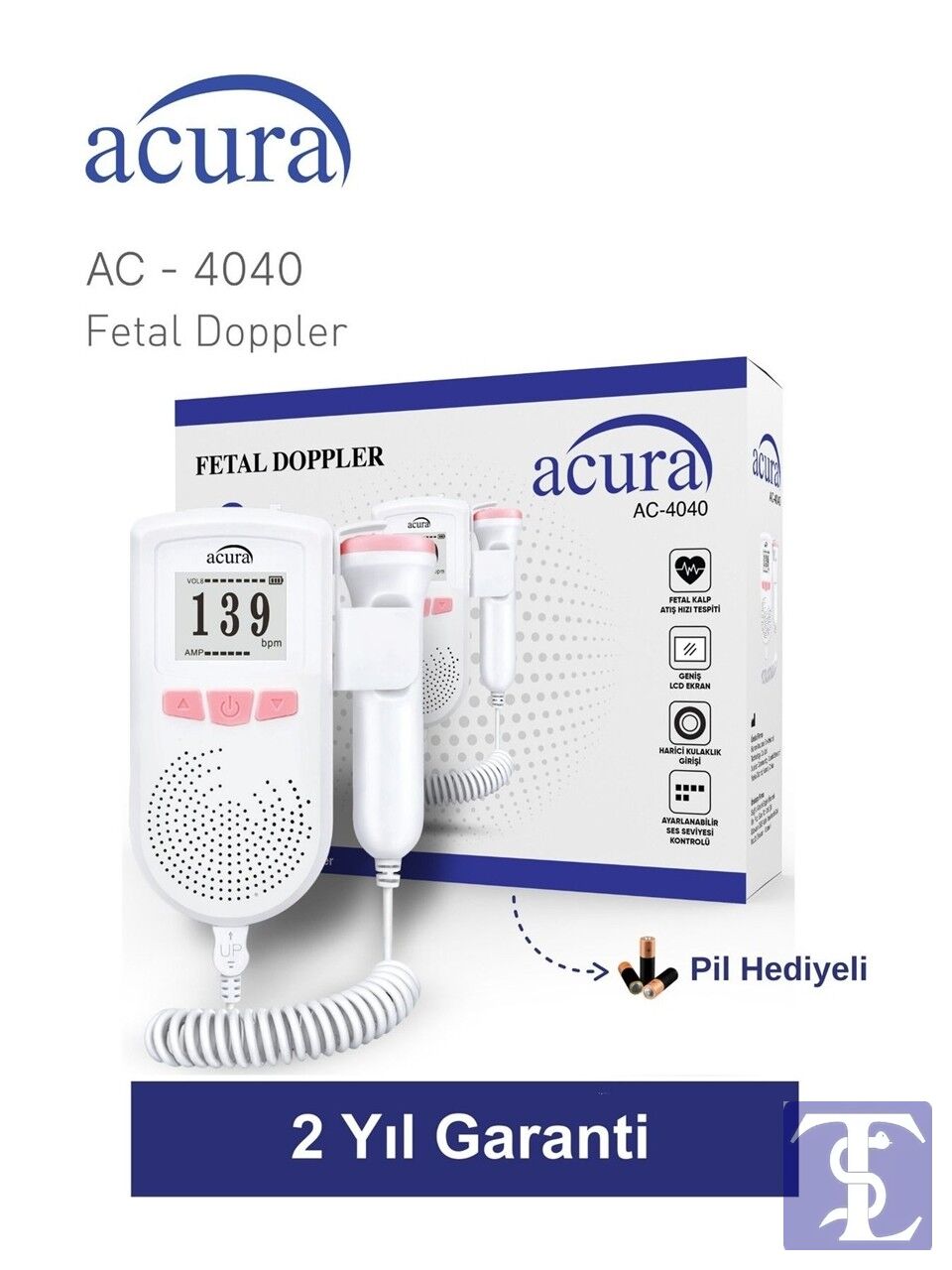 Acura AC-4040 Fetal Doppler Hamileler İçin Nabız Duyma Cihazı