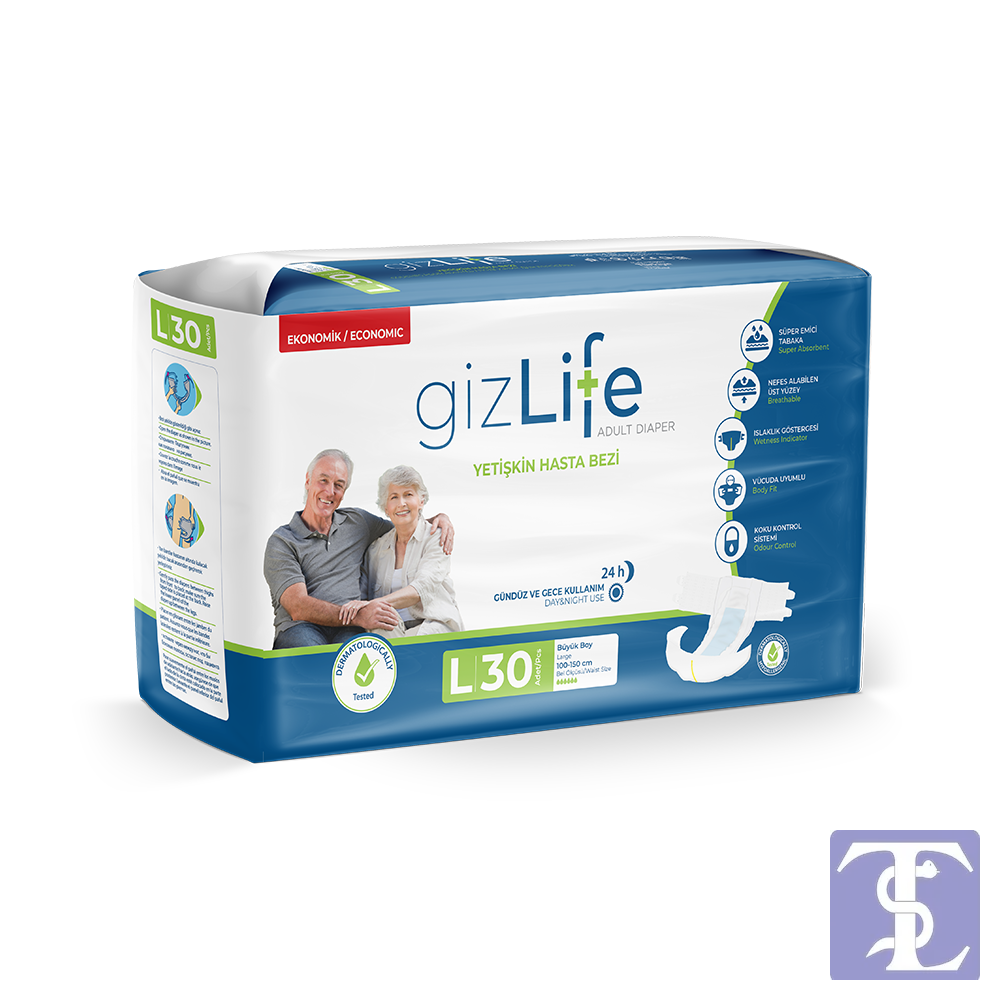 GizLife Bel Bantlı Yetişkin Hasta Bezi L 30'lu