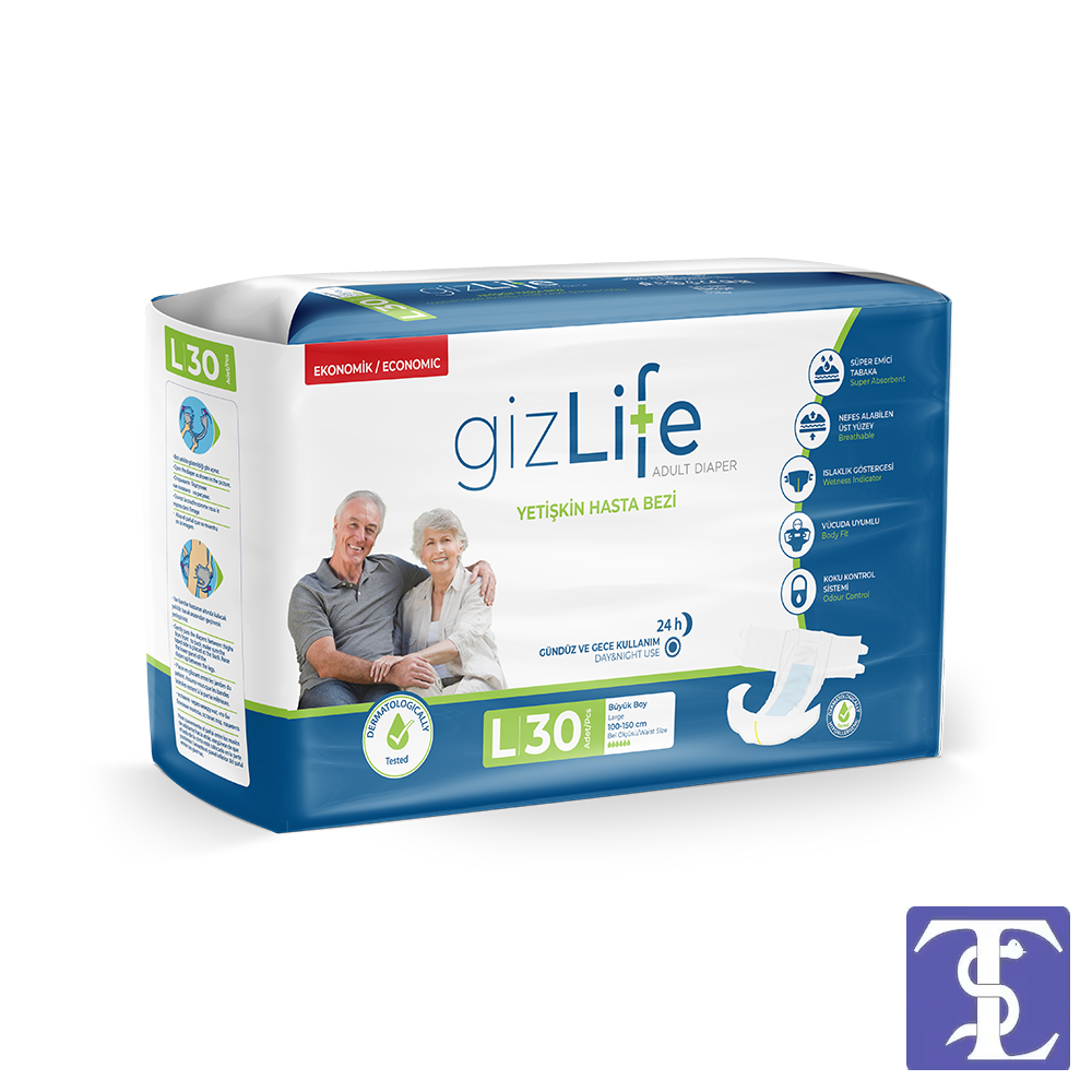 GizLife Bel Bantlı Yetişkin Hasta Bezi XL 30'lu