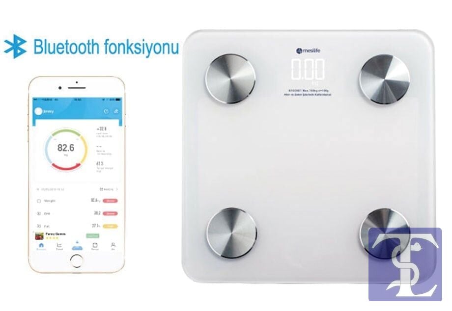 Mesilife BYE 05BT  Bluetoothlu Cam Baskül Su-Kas-Kemik-Kalori Ölçüm