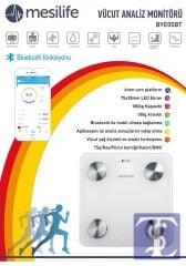 Mesilife BYE 05BT  Bluetoothlu Cam Baskül Su-Kas-Kemik-Kalori Ölçüm