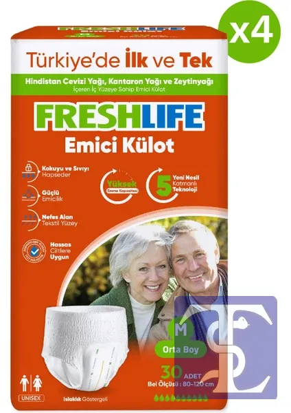 Freshlife Medium Emici Külot 30’Lu 4 Paket (120 Adet)