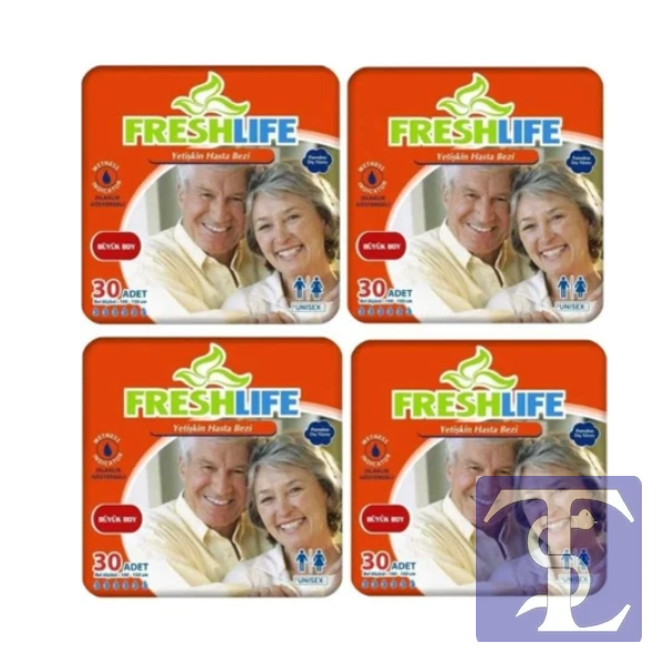 Freshlife Large Belbantlı Hasta Bezi 30’Lu 4 Paket (120 Adet)