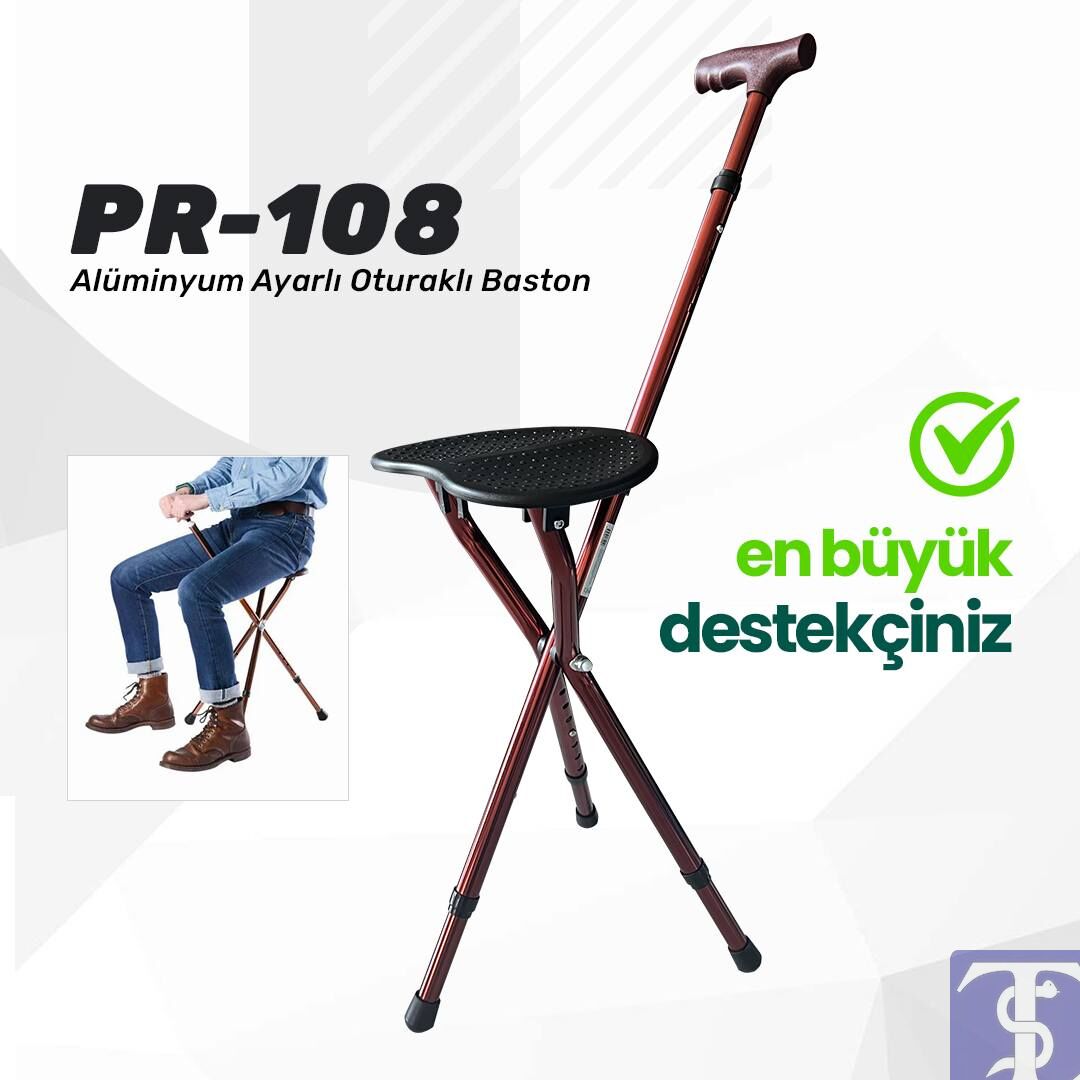 GOLFİ PR-108 Alüminyum Ayarlı Oturaklı Baston
