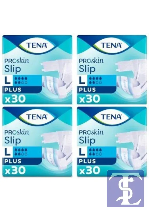 Tena Proskin Slip Plus L Büyük Boy Belbantlı Hasta Bezi (6 Damla) - 120 Adet (4x30 Paket)