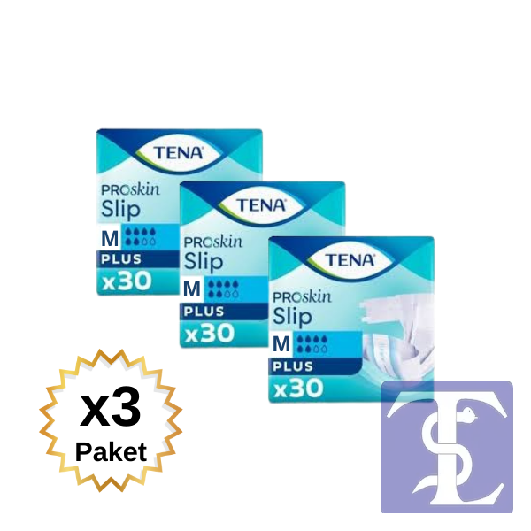 Tena Slip Plus 6 Damla Belbantlı M Beden Hasta Bezi 3 Paket (90 Adet)