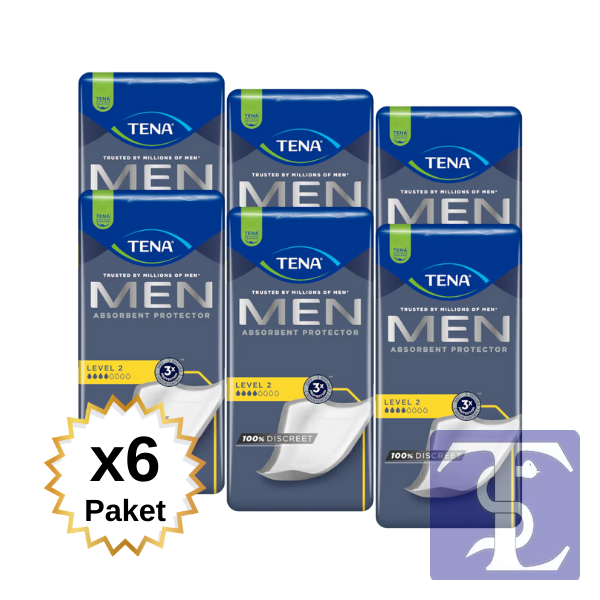 TENA Erkeklere Özel Mesane Pedi Level 2 – Orta Sızıntılar İçin Erkek Mesane Pedi 120’li (6 Paket x 20’li)