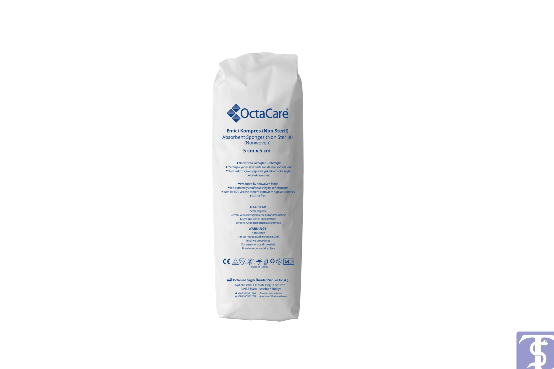 Octacare Emici Kompres Non Steril Spanç 5cm X 5cm 4 Kat 200 Adet