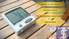 AZ 87791 Alarmlı Sıcaklık ve Nem Ölçer Termohigrometre