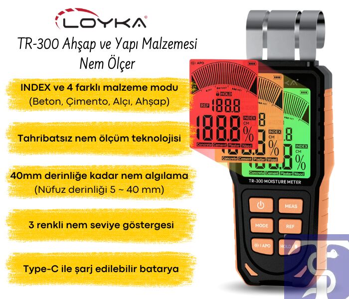 TR-300 Kumaş, Kıyafet, Halı, Deri ve Kağıt Nem Ölçer