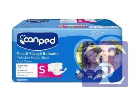 Canped Tekstil Yüzeyli Belbantlı Hasta Bezi S Beden (30 Adet)