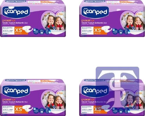 Canped Çocuklar İçin Tekstil Yüzeyli Belbantlı Hasta Bezi XS 4 x 30 Adet ( 120 ADET)