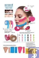 Kifidis Kinesio Yüz Germe Bandı 1cm x 5m (İkili Paket - Bej-Fuşya-Mavi)