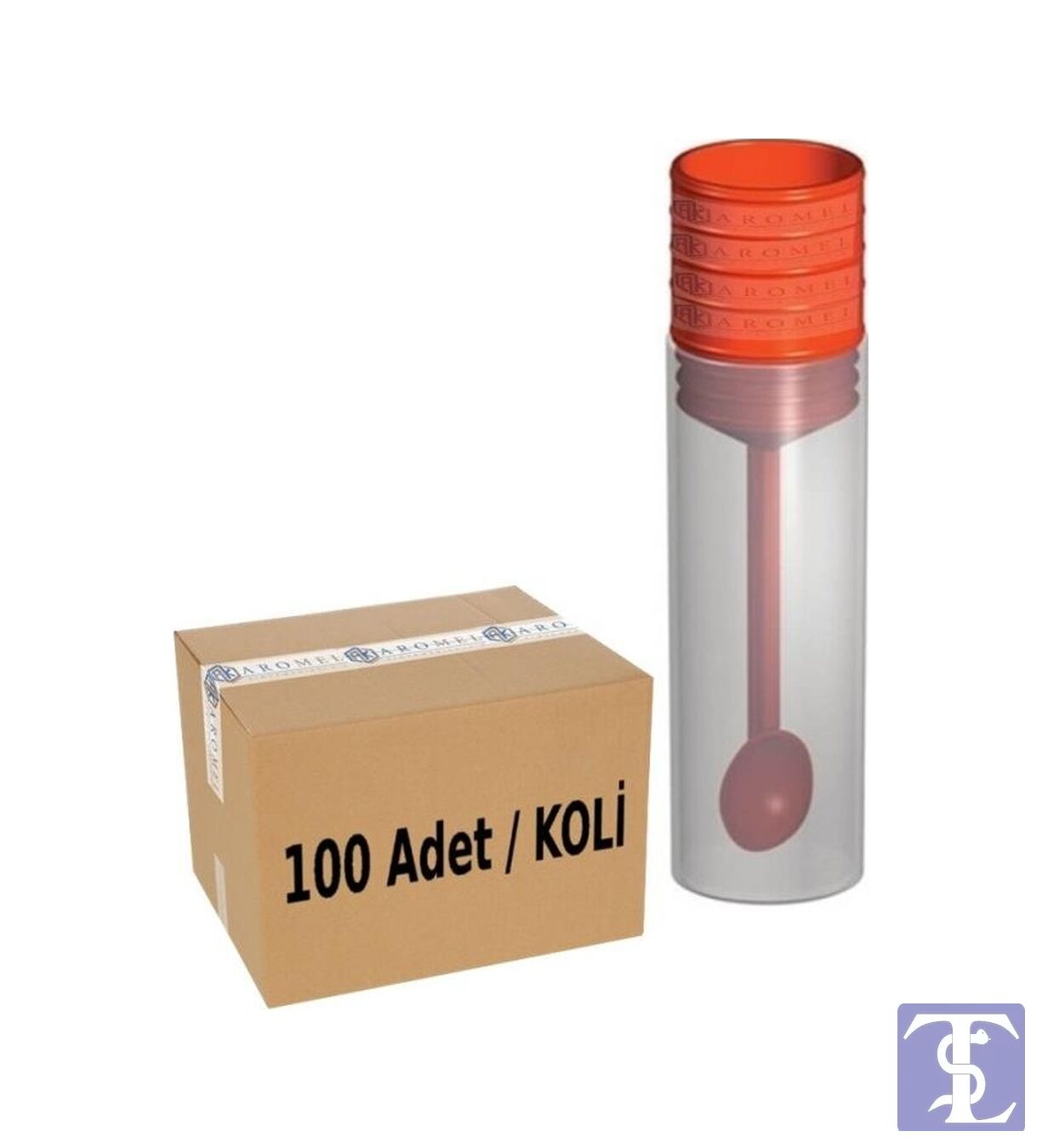 Aromel Kaşıklı Gaita Kabı | 100 Adet | Kaşıklı Numune Kabı