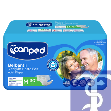 Canped Tekstil Yüzeyli Belbantlı M Beden Hasta Bezi - (30 Adet)