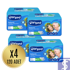 Canped Tekstil Yüzeyli Belbantlı Hasta Bezi M Beden (4 Paket - Toplam 120 Adet)