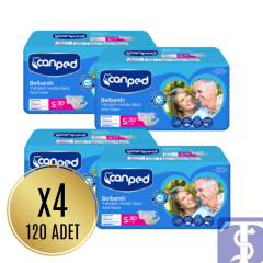 Canped Tekstil Yüzeyli Belbantlı Hasta Bezi S Beden (4 Paket - Toplam 120 Adet)