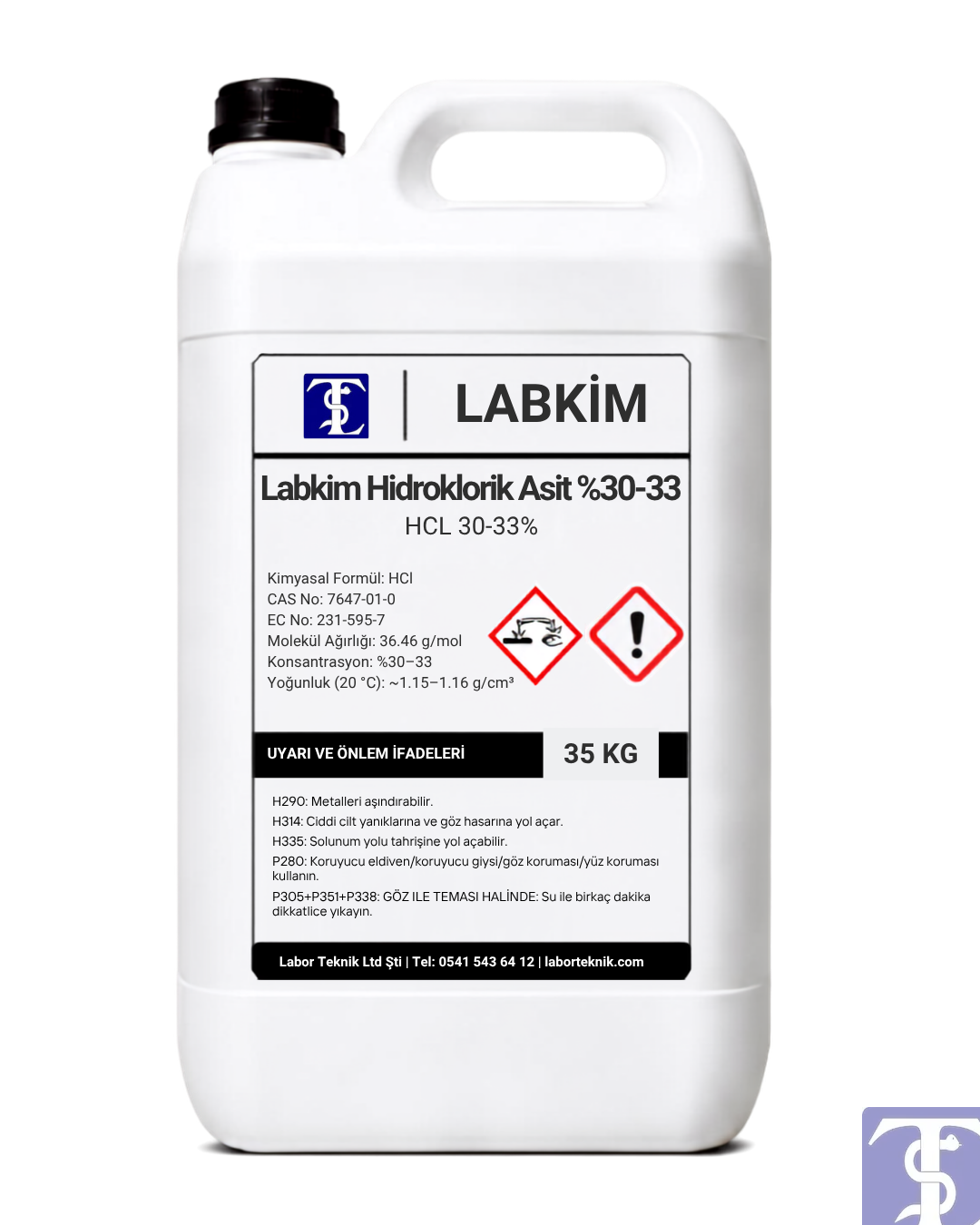 Labkim OKHCL3035 Hidroklorik Asit %30-33 (HCL) 35 Kg