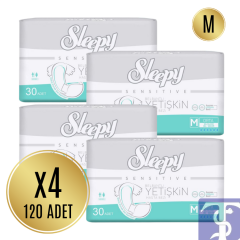 Sleepy Sensitive Bel Bantlı Antibakteriyel Süper Yetişkin Hasta Bezi M Beden 30x4 (120 Adet)