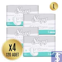 Sleepy Sensitive Bel Bantlı Antibakteriyel Süper Yetişkin Hasta Bezi L Beden 30x4 (120 Adet)