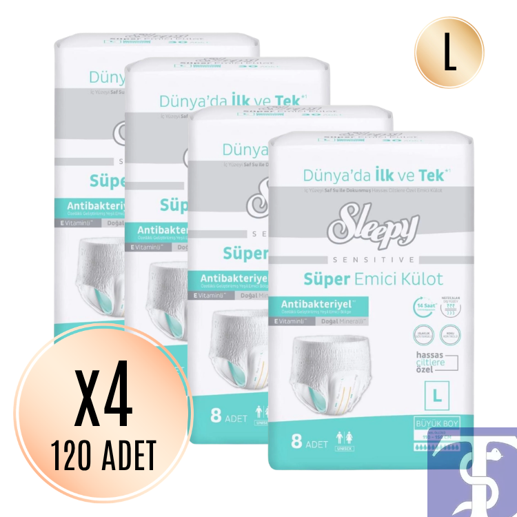 Sleepy Sensitive Large L Boy Emici Yetişkin Hasta Bezi - 30x4 (120 Adet)