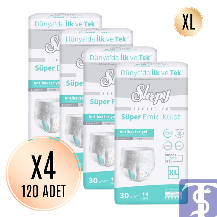 Sleepy Sensitive X-Large XL Boy Emici Yetişkin Hasta Bezi - 30x4 (120 Adet)